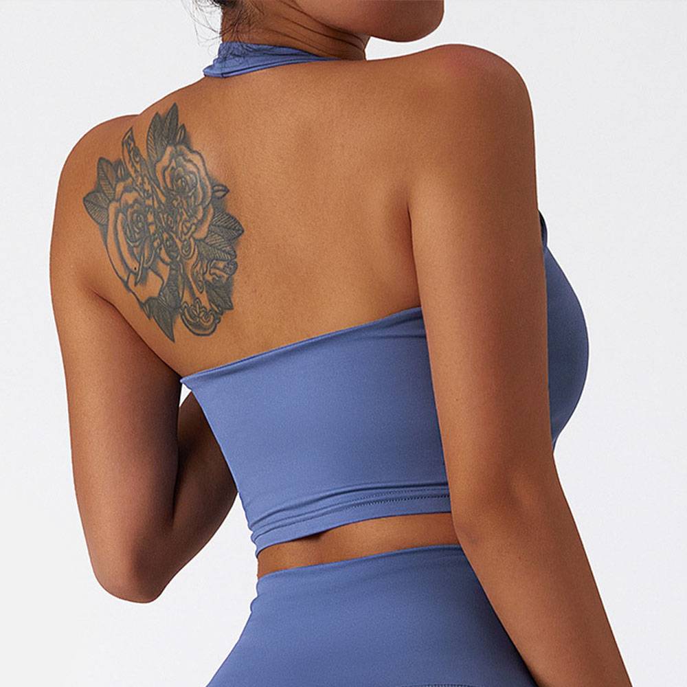 Halter Back Sports Bra Quick-Dry Seamless Shockproof Yoga Tank Top