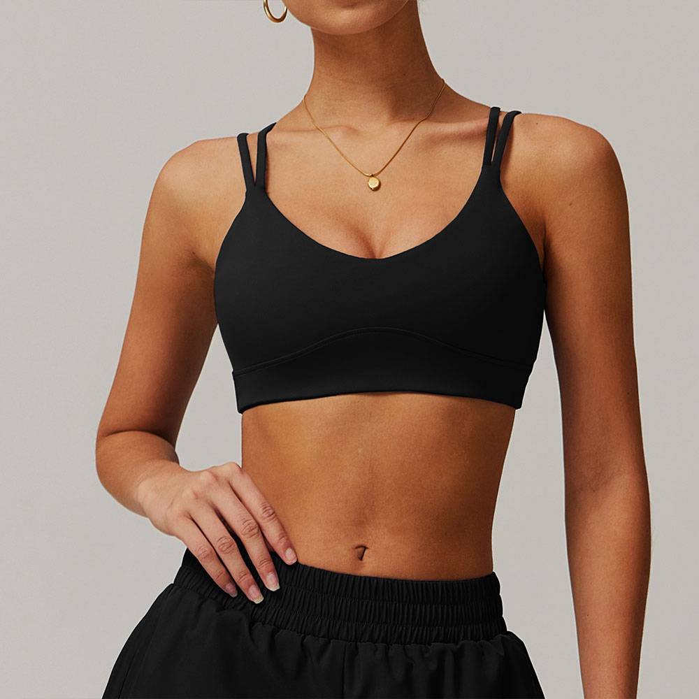 Crisscross Back Sports Bra Naked-Feel Workout Top For Running Yoga