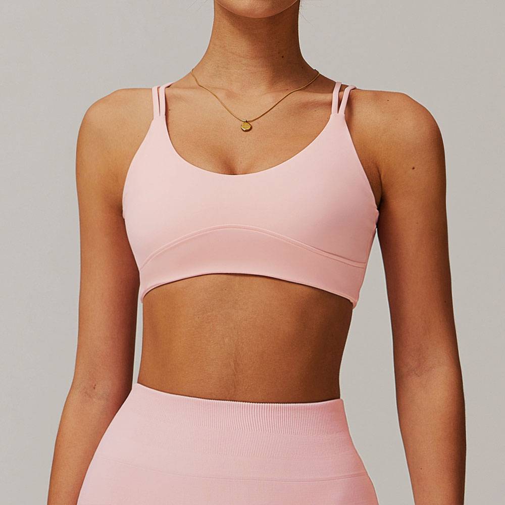 Crisscross Back Sports Bra Naked-Feel Workout Top For Running Yoga