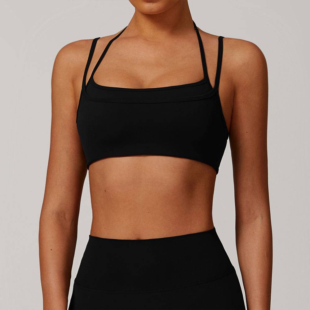 Seamless Yoga Bra Quick-Dry Halter Neck Sports Top For Running Workout