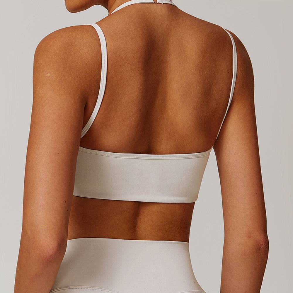 Seamless Yoga Bra Quick-Dry Halter Neck Sports Top For Running Workout