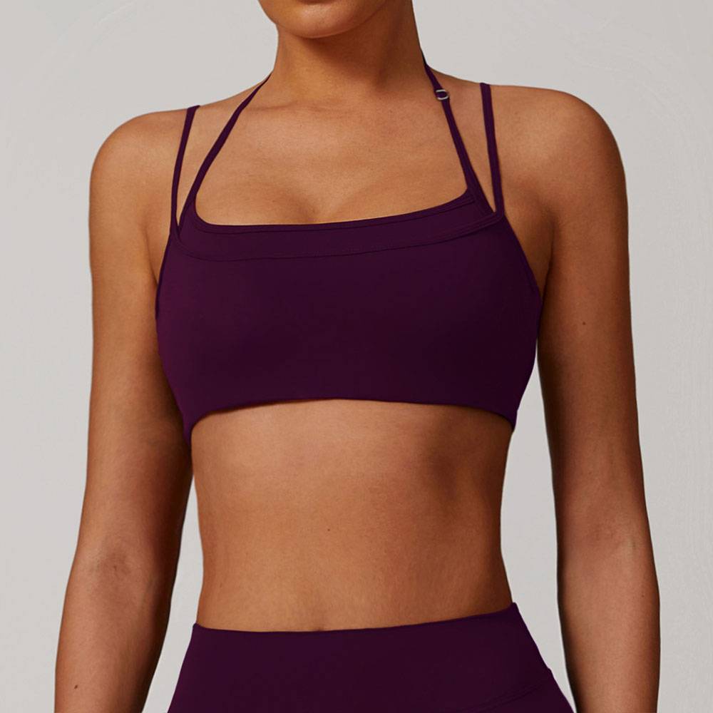 Seamless Yoga Bra Quick-Dry Halter Neck Sports Top For Running Workout