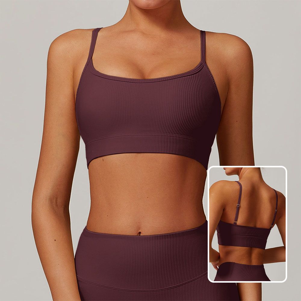 Ribbed Back Sports Bra Euro Style Yoga Top Running Tank