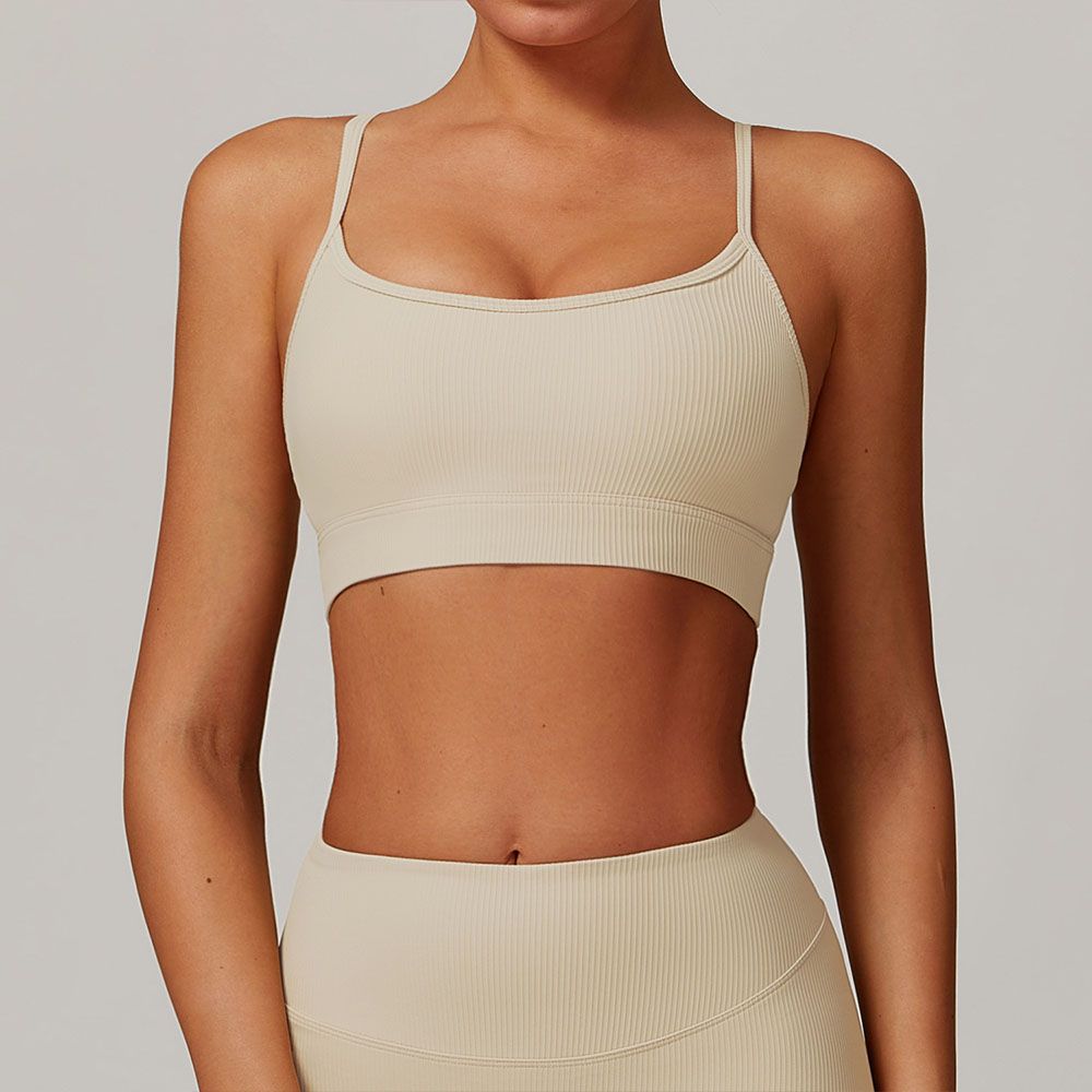 Ribbed Back Sports Bra Euro Style Yoga Top Running Tank