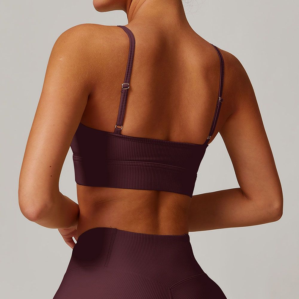Ribbed Back Sports Bra Euro Style Yoga Top Running Tank