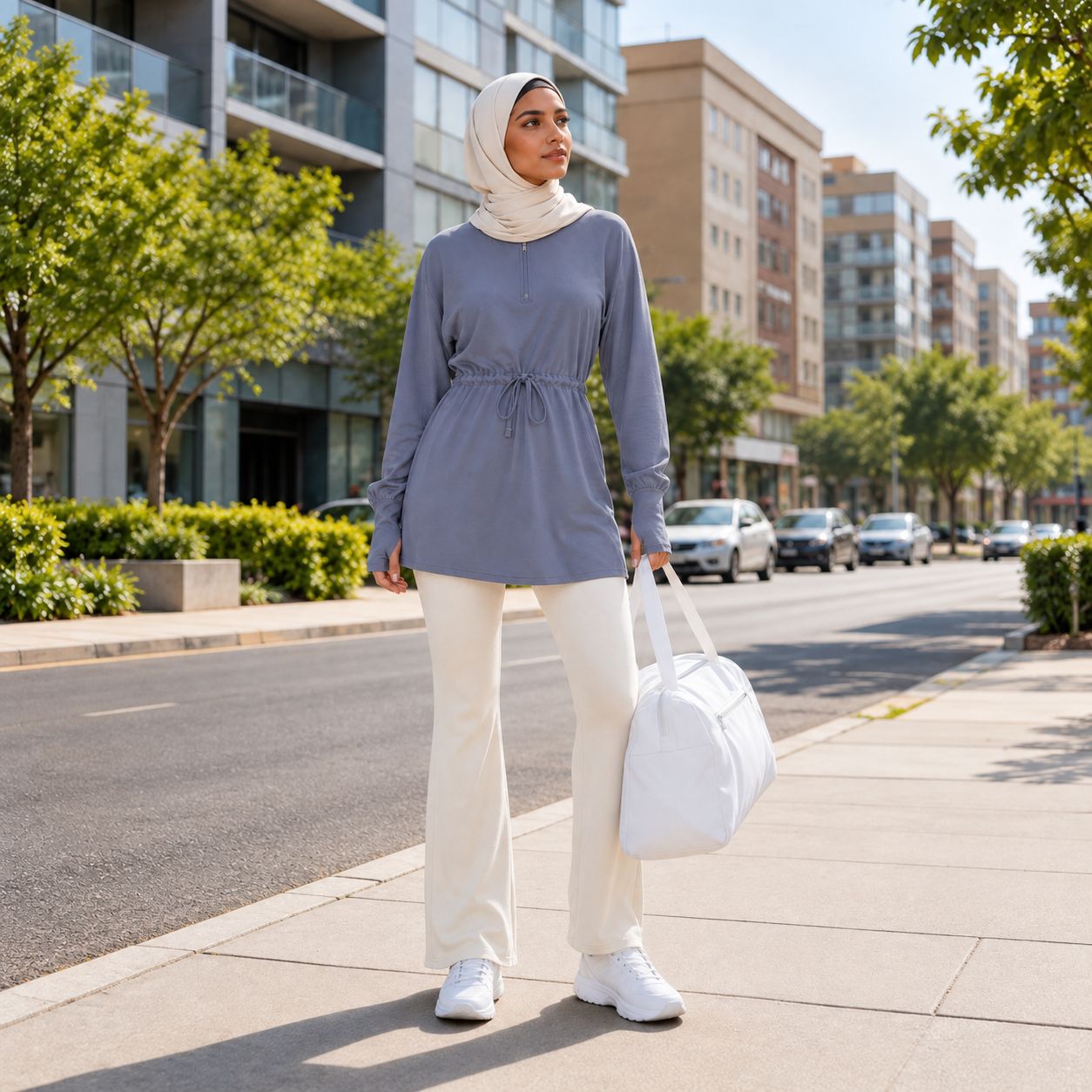 Women's Blue-Gray Modest Activewear Collection | ZDP0801