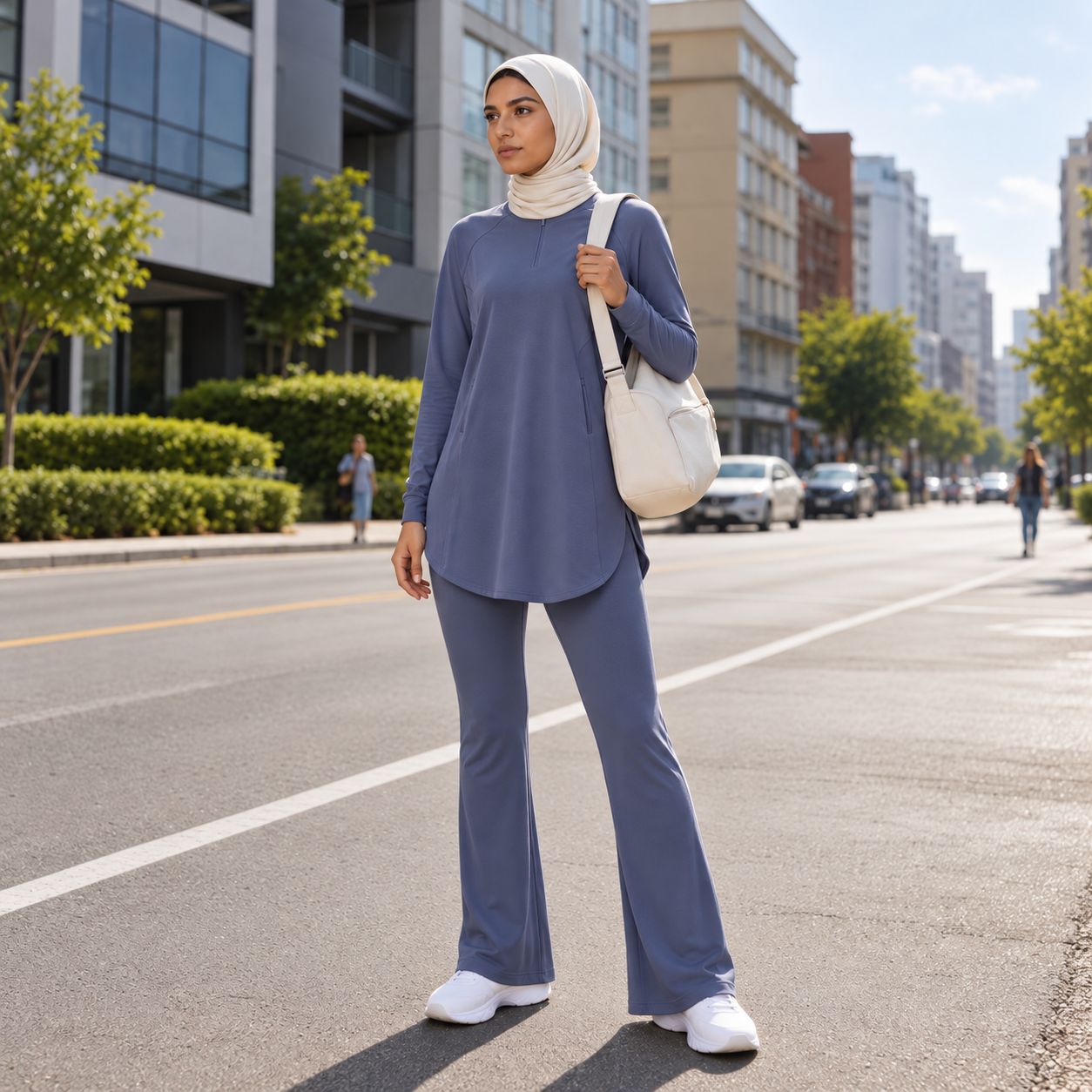 Women's Blue-Gray Modest Activewear Collection | ZDP0801