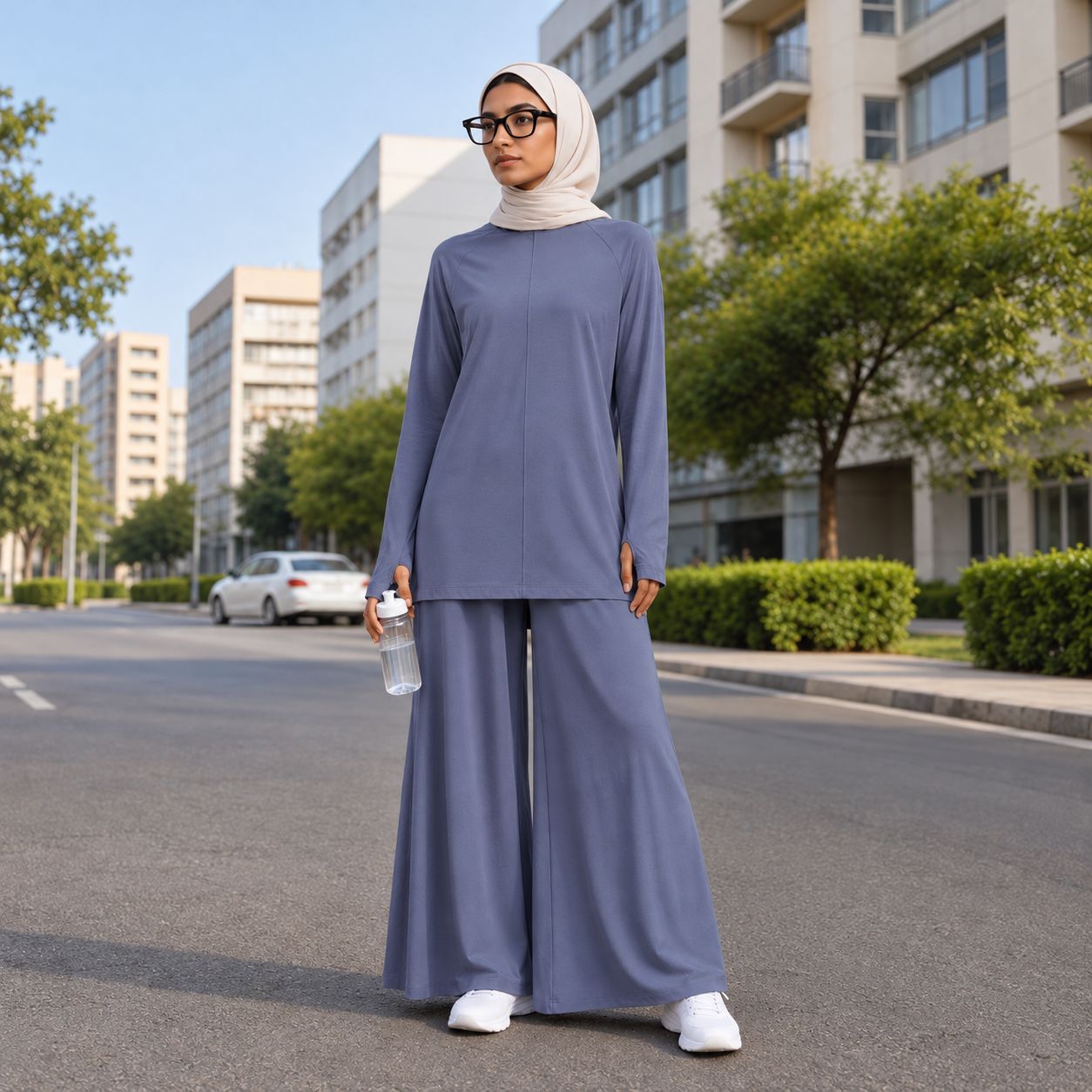 Women's Blue-Gray Modest Activewear Collection | ZDP0801