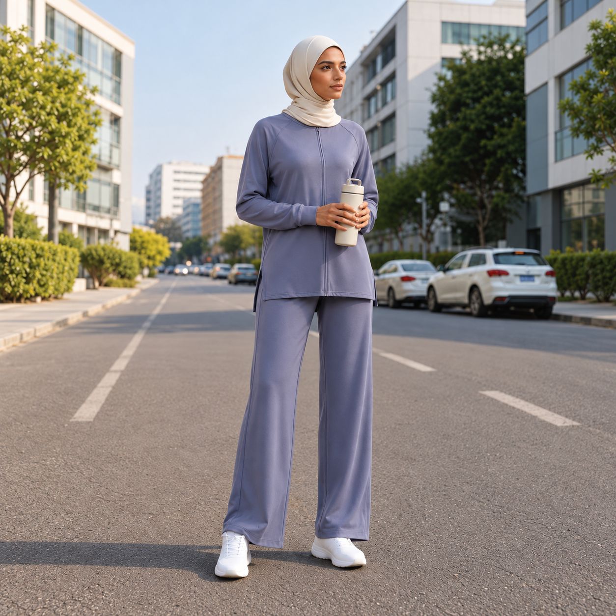 Women's Blue-Gray Modest Activewear Collection | ZDP0801