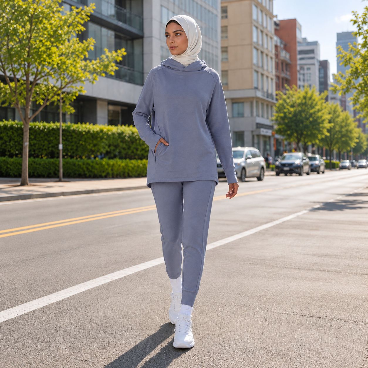 Women's Blue-Gray Modest Activewear Collection | ZDP0801