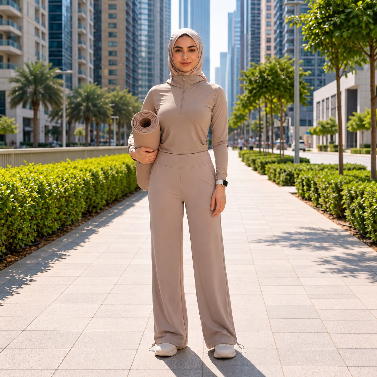 Women's Beige & Blush Modest Activewear Collection | ZDP0803
