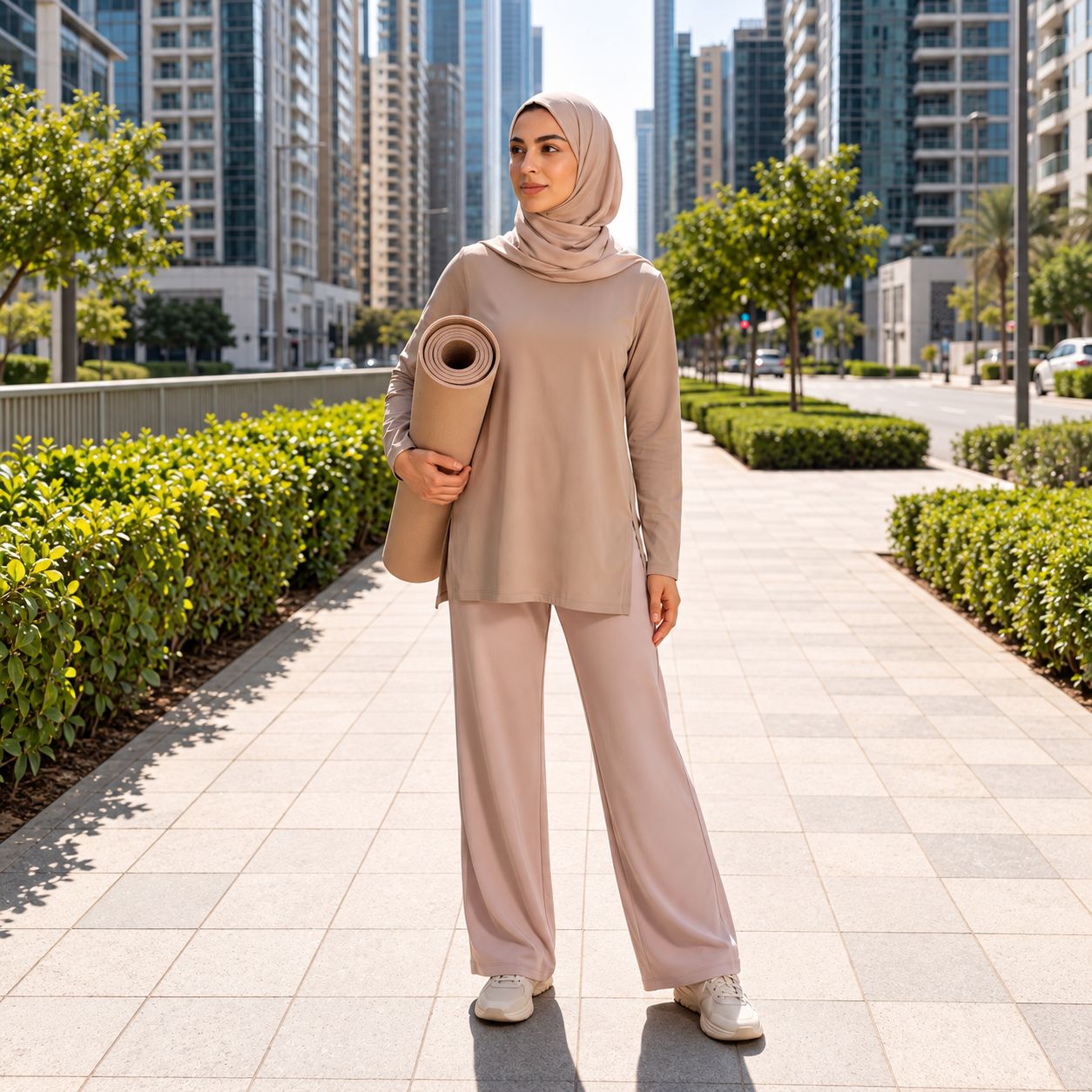 Women's Beige & Blush Modest Activewear Collection | ZDP0803