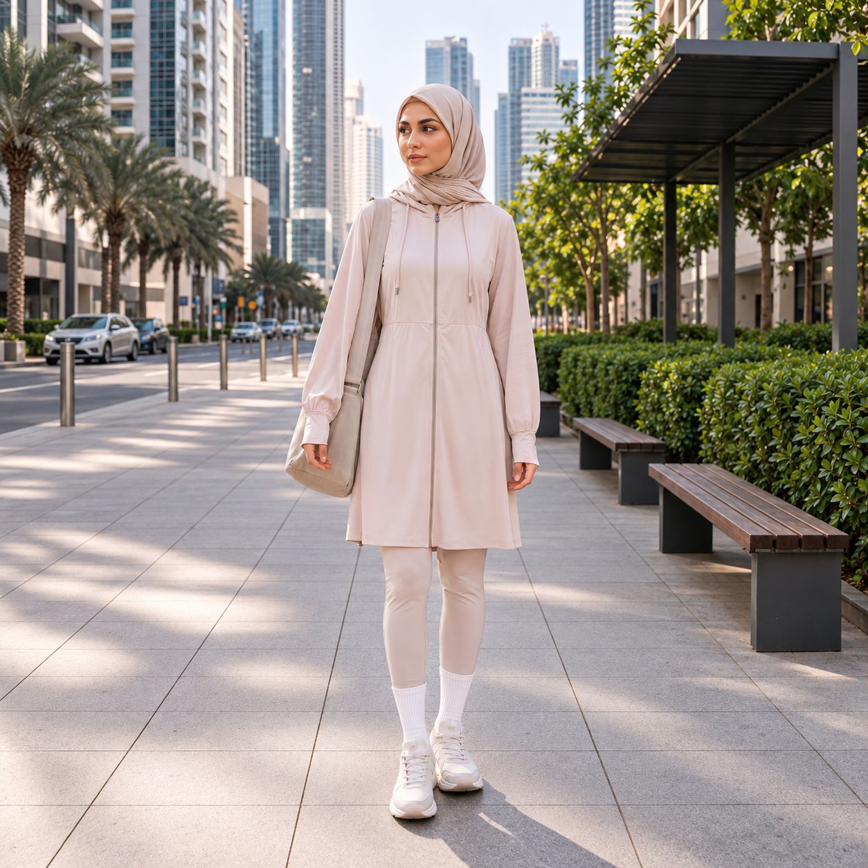 Women's Beige & Blush Modest Activewear Collection | ZDP0803