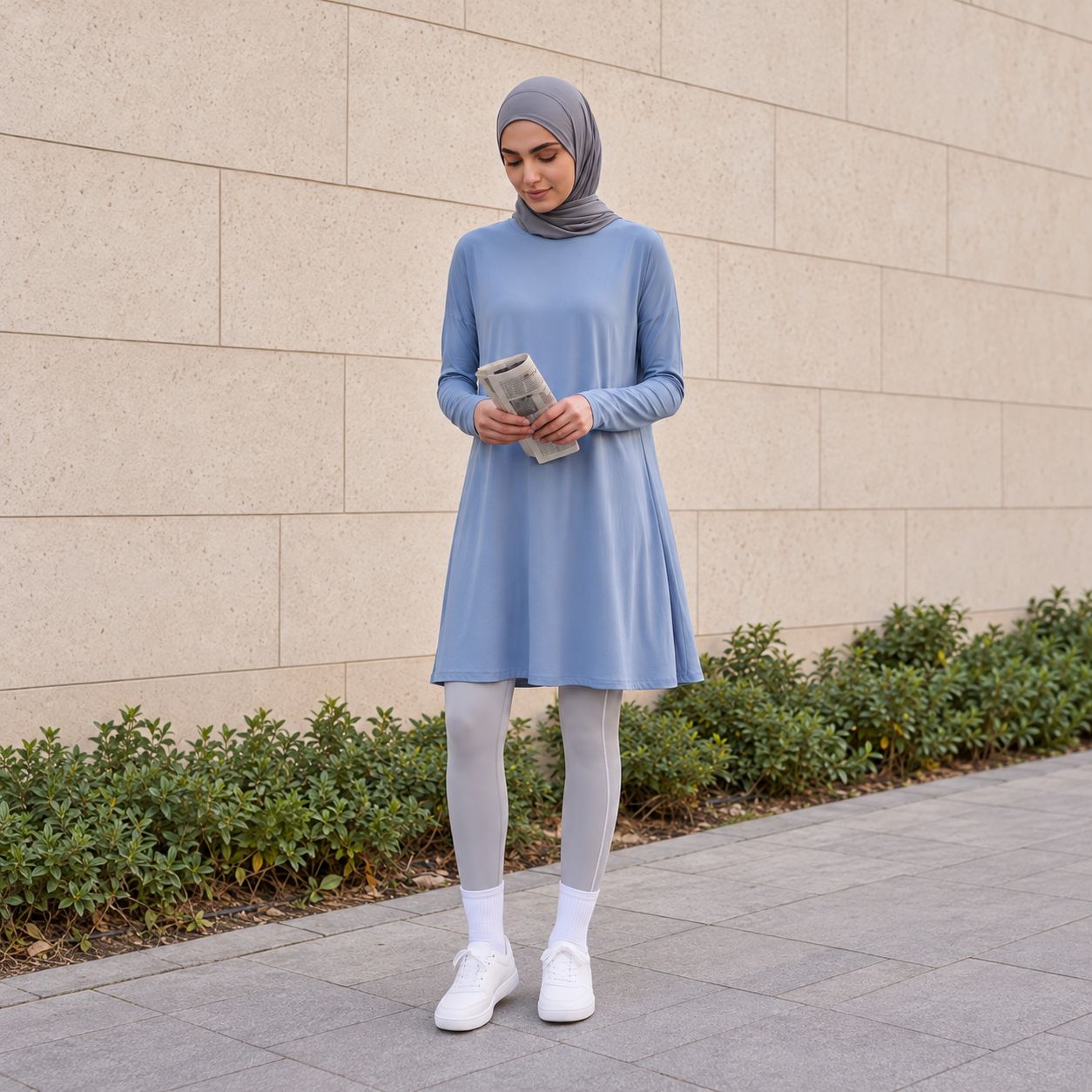 Women's Dusty Blue & Grey Modest Activewear Collection | ZDP0805