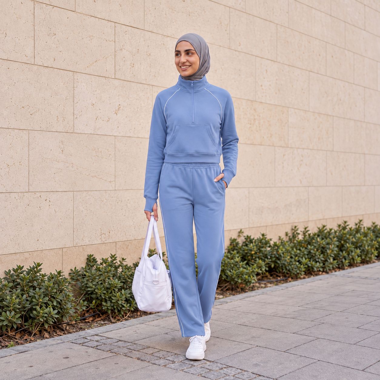 Women's Dusty Blue & Grey Modest Activewear Collection | ZDP0805