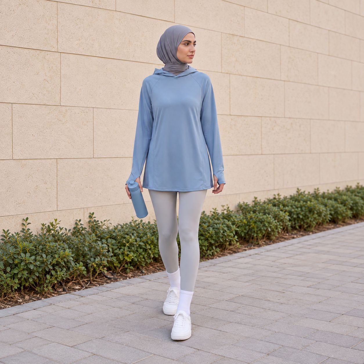 Women's Dusty Blue & Grey Modest Activewear Collection | ZDP0805